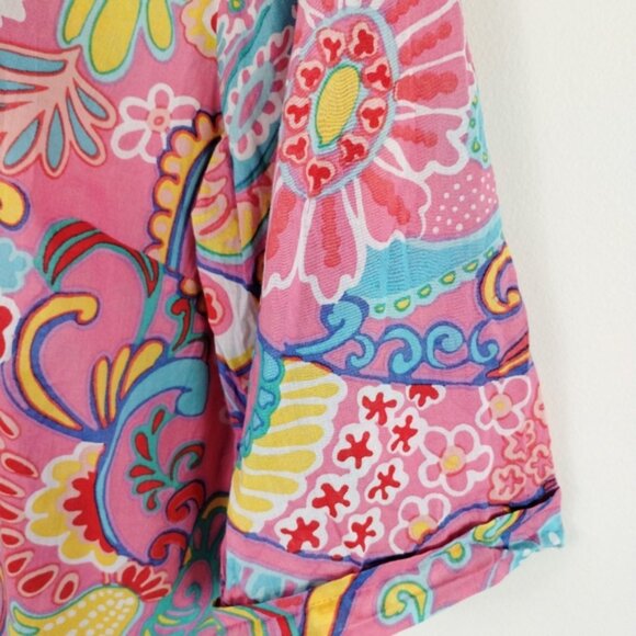 Talbots Cotton Button Front Shirt Mod Floral Size Large - Picture 7 of 8